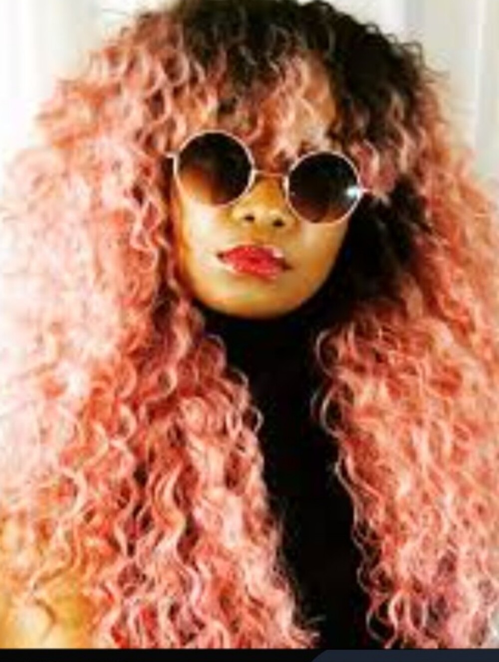Pink Curly Women's Wig - Fashionable Long Kinky Curls